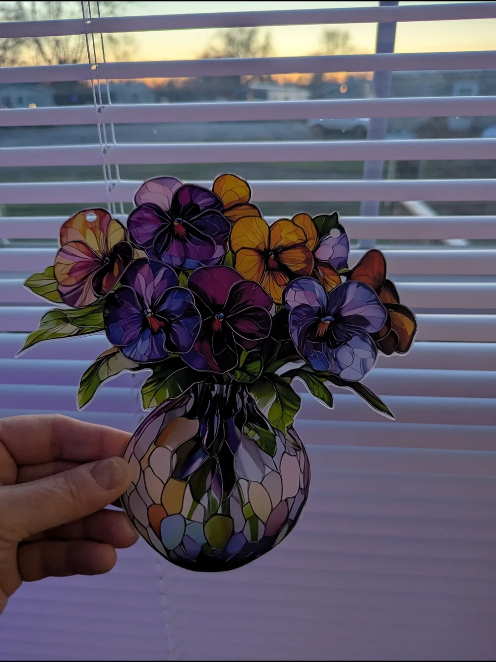 Pansy Bouquet Acrylic Stained Glass Suncatcher